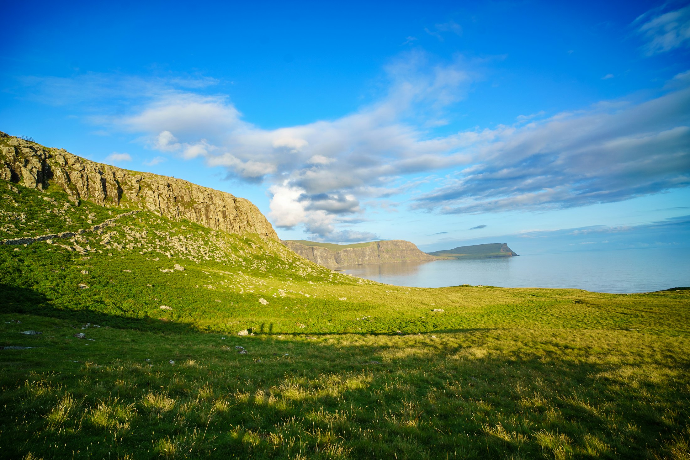 Green clifftops falling away to the sea on the Scottish coast